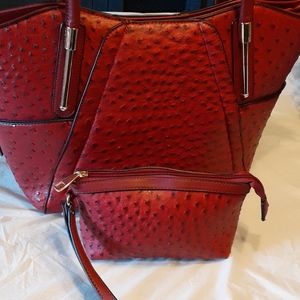 Red handbag or tote w/smaller bag